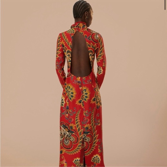 NWT Farm Rio Maxi Dress boho tropical Parrot Print Long Sleeves - Picture 3 of 15